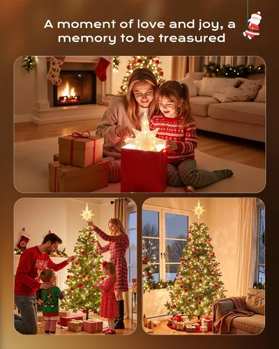 Vista 6 de Decoración para árbol de Navidad con forma de estrella 3D, 10 bombillas integradas para decoración de Navidad en interiores