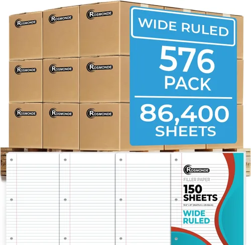 Vista 16 de Rosmonde Papel de hojas sueltas a granel, 3600 hojas, paquete de 24, hojas cuadriculadas, 8 x 10.5 pulgadas, 150 hojas/paquete, 3 perforaciones