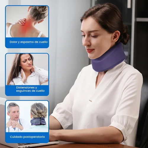 Vista 4 de Velpeau Collar de cuello para dolor de cuello y fuerte apoyo, collar cervical suave para dormir erguido, dormitar - estabiliza y alivia la presión