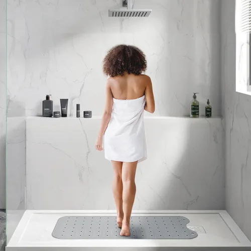 Vista 2 de Alfombra de Goma Extra Larga para Bañera, Alfombra Antideslizante para Ducha y Bañera, 39x16 Pulgadas, Alfombra de Piso para Bañera con Ventosas