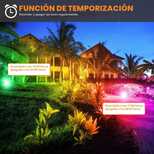 Vista 4 de Luz de inundación LED para exteriores de 30 W, equivalente a 3000 W, 3000 W, iluminación inteligente RGB de paisaje con control de aplicación