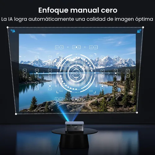 Vista 6 de HAPPRUN Proyector para exteriores de 3000 lúmenes ANSI con Google TV Negro