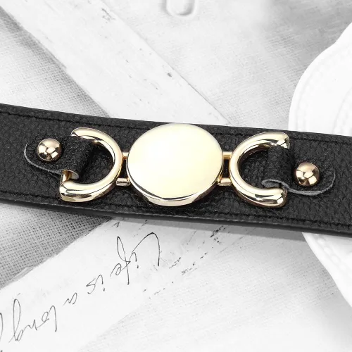 Vista 3 de Pulsera de cuero de metal geométrico regalo de joyería para mujer y niña