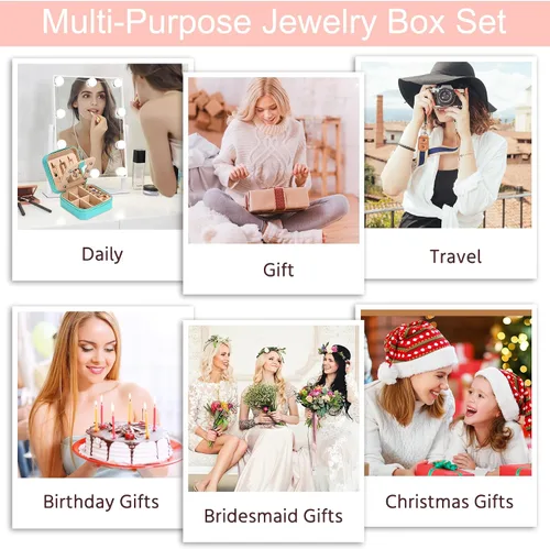 Vista 9 de Regalos de cumpleaños para mujeres, juego de 2 piezas de joyería de viaje, regalos de viaje, regalos para amigas, regalos personalizados, regalos