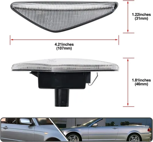 Vista 5 de 2 piezas de luces de señalización laterales intermitentes LED color ámbar para BMW Serie 3 E46 Coupé Convertible LCI 323Ci 325Ci 328Ci 330Ci Lente