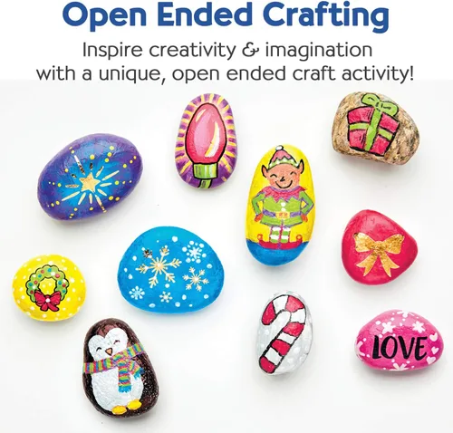 Vista 3 de Creativity for Kids Kit de pintura de rocas para escondidas navideñas Pintura, decora y oculta 10 rocas festivas Kit de manualidades navideñas