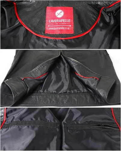 Vista 7 de Laverapelle 1501382 - Chaqueta de piel de cordero auténtica para hombre (negro, chaqueta de aviador)