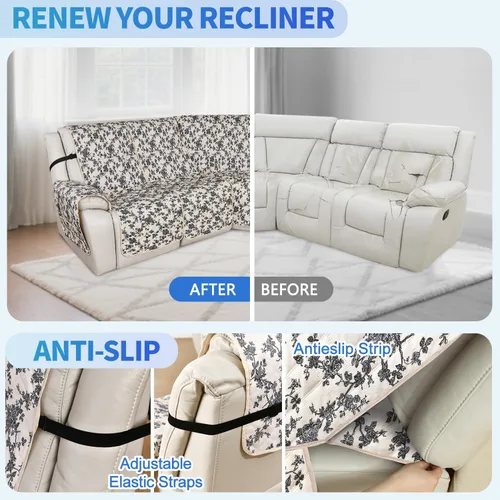 Vista 4 de ALIECOM Fundas de sofá modular reclinable en forma de L, 100% impermeables, fundas para sofá seccional, fundas lavables con estampado, protector