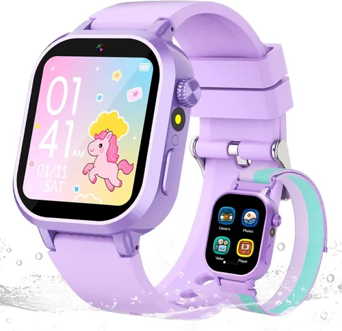 Vista 10 de Wiszodet Reloj inteligente impermeable para niños, regalo para niños de 3 a 12 años con 39 juegos, pantalla táctil HD, reproductor de música, cámara