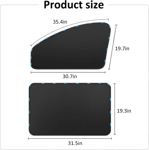 Vista 7 de Cortinas magnéticas para ventana de automóvil, cortinas magnéticas de privacidad para ventana lateral, bloquean el 100% de la luz, cubiertas