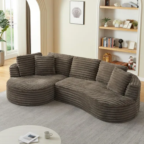 Vista 12 de JUSTONE Sofá modular moderno de 104.72 pulgadas, cómodo sofá de asiento profundo con 2 almohadas para sala de estar, dormitorio, apartamento