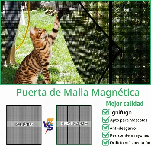 Vista 6 de Puerta de Malla Magnética de Fibra de Vidrio, Pantalla de Puerta con Imanes Autosellantes, Cierre de Red de Malla Reforzada de Servicio Pesado