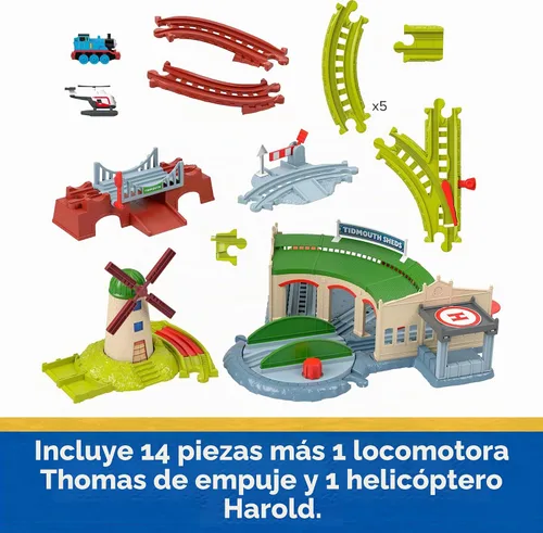 Vista 5 de Thomas & Friends Juego de tren explorando Tidmouth Sheds de Fisher-Price