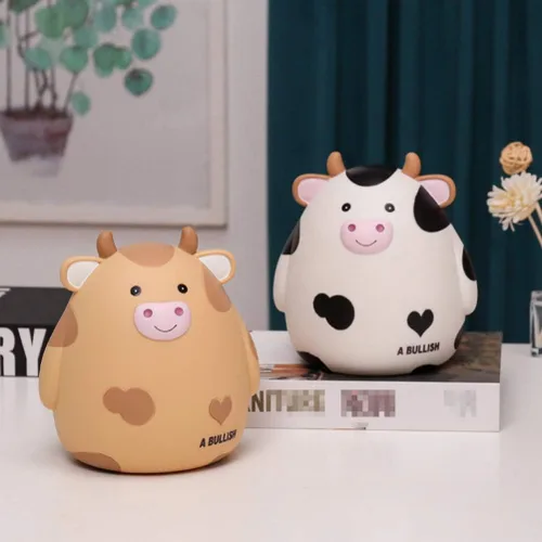 Vista 7 de Hucha de vaca con leche y vaca, caja de ahorro de dinero con animales lindos para niños y niñas, decoración del hogar
