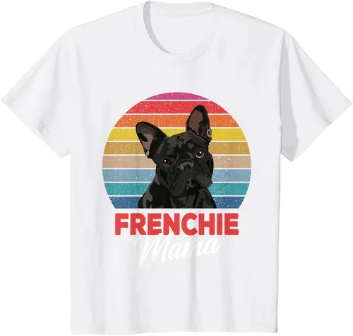 Vista 32 de Frenchie Mama - Camiseta divertida de regalo para niñas y perros Bulldog Francés, Negro, S
