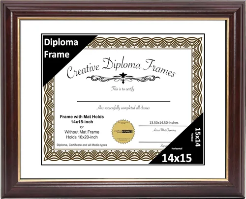 Vista 28 de Creative Picture Frames Marco para Diploma de Caoba con Borde Dorado de 12x16 pulgadas con Vidrio y Paspartú Negro y Colgadores de Pared Instalados