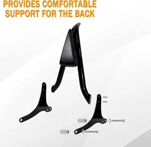 Vista 4 de Respaldo Negro Sissy Bar para Pasajero Almohadilla Trasera Compatible con Harley Davidson Touring 97-08 Road King Electra Glide Street Glide Back