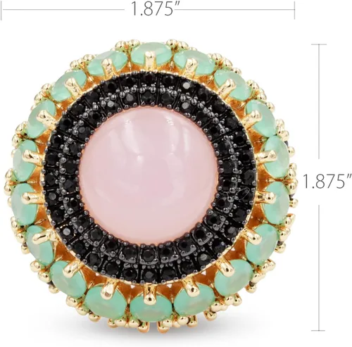 Vista 4 de Lavencious Anillo de cuarzo rosa con diseño vintage de lujo con circonita cúbica AAA para mujer