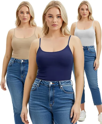 Vista 360 de Emmalise Camisola larga casual básica para mujer, con tirantes ajustables, top en capas