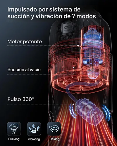 Vista 3 de EINSEO Masturbador masculino de succión con manga profunda de 7.1 pulgadas, juguetes sexuales AI Sync para hombres, succión y vibración de 7