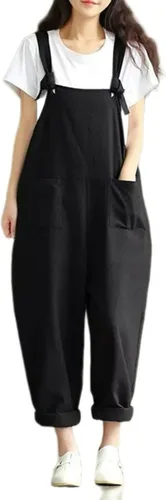 Vista 9 de PAODIKUAI Overol casual con estampado de calavera para mujer, overol suelto con bolsillos