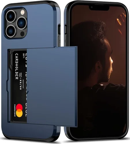 Vista 20 de Nvollnoe Funda para iPhone 13 con tarjetero [almacena 5 tarjetas] Funda tipo cartera de doble capa resistente a prueba de golpes con ranura oculta