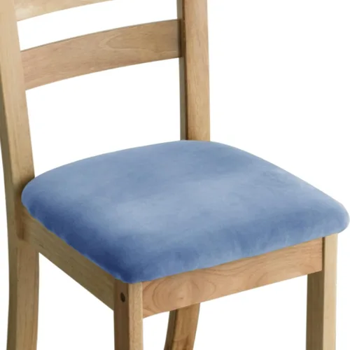 Vista 4 de Juego de 6 fundas de terciopelo para sillas de comedor, fundas elásticas para asiento de silla de comedor, fundas extraíbles y lavables, protectores