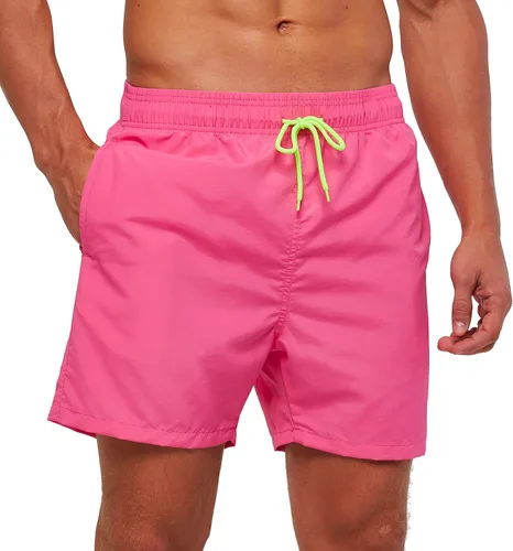 Vista 11 de SILKWORLD Traje de baño para hombre, pantalones cortos de playa de secado rápido con bolsillos Ejército Verde-ag