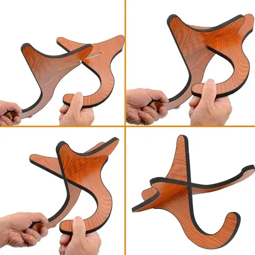 Vista 2 de Hovico Detachable Wooden Ukelele Stand, Holder Musical Instrument Stand Concert Portable Non-Slip Violin Wood Stand for Small Guitar, Violin, Banjo