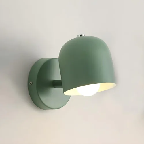 Vista 8 de LITFAD Lámpara de pared de cúpula moderna simplicidad macarrón de metal macarrón iluminación de pared LED para mesita de noche, sala de estar, Gris