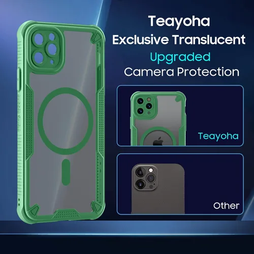Vista 4 de Funda para iPhone 11 Pro Max, translúcida mate trasera compatible con Magsafe magnética, delgada, a prueba de golpes, con correa de cordón, funda