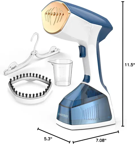 Vista 10 de Vaporizador para ropa, vaporizador de ropa de mano de 1600 W con tanque de 12.2 fl oz, vaporizador de ropa portátil de calentamiento rápido con LCD