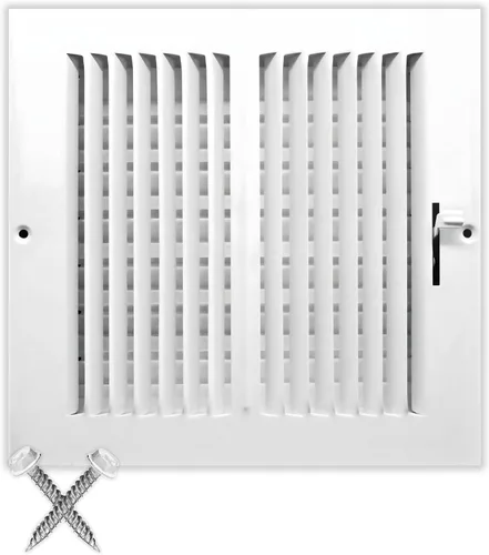Vista 42 de HVAC Premium Rejilla de Suministro de Aire de 1 Vía de 10'' X 6'' - Tapa de Ventilación y Difusor - Cara Plana Estampada - Blanco