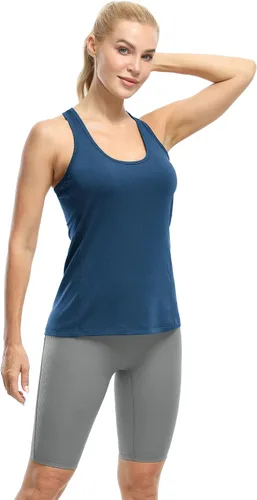 Vista 4 de Icyzone Camiseta deportiva con espalda cruzada, sin mangas, para mujer, paquete de 3