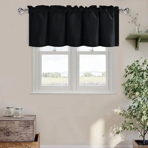 Vista 61 de DWCN Cortinas de Cenefa para Sala de Estar, Cocina, Baño/Sótano - Aqua Sólido, 1 Panel, 42 x 12 Pulgadas, Oscurecimiento de Habitación Solid Short