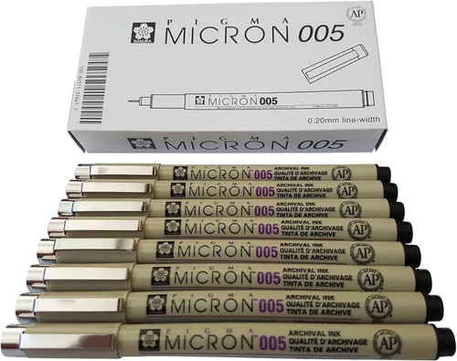 Vista 3 de Sakura Pigma Micron Pen 005 Rotulador de tinta negra rotulador, tinta de pigmento archival, punta fina para bolígrafos de dibujo de artistas, juego