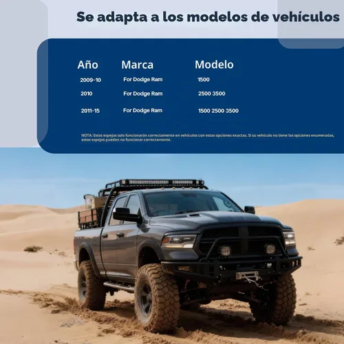 Vista 8 de AERDM Nuevo espejo de remolque con carcasa negra y sensor de temperatura para Ram 1500 2009-2015, Ram 2500 3500 2010-2015, espejos de remolque