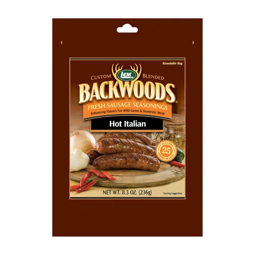 Vista 3 de LEM Backwoods Bratwurst - Condimento para salchichas frescas, 25 libras