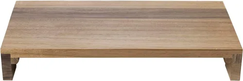 Vista 6 de MyGift Soporte de monitor de escritorio de madera maciza de acacia premium, elevador para laptop y almacenamiento de teclado, organizador
