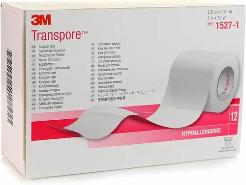 Vista 3 de 3M Transpore - Cinta quirúrgica, 1 pulgada x 10 yardas, 12 unidades (paquete de 1) 10 yds