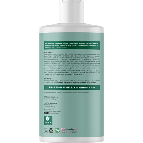 Vista 7 de Champú y acondicionador de biotina voluminizante alimentado por aceite esencial de romero, champú y acondicionador sin sulfato con biotina