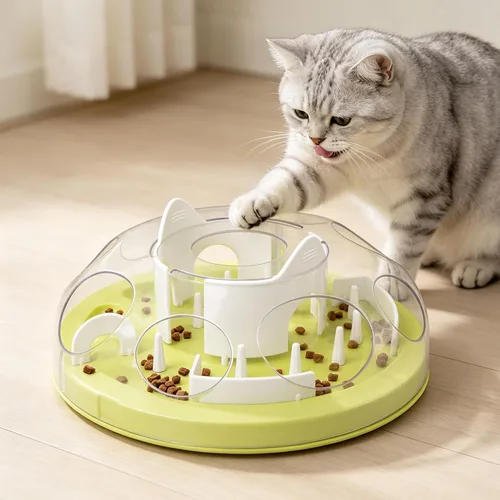 Vista 8 de Pet Prime Alimentador de rompecabezas para gatos, juguetes interactivos de enriquecimiento para gatos de interior, alimentador lento, rompecabezas