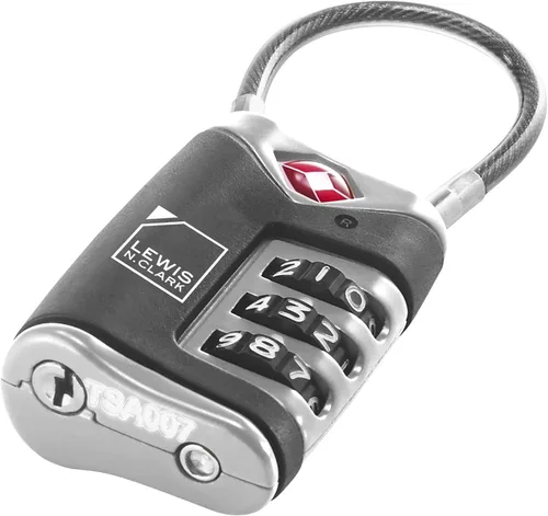 Vista 2 de 4014648 Lewis N Clark Travel Sentry Cable Lock 2 Pack negro