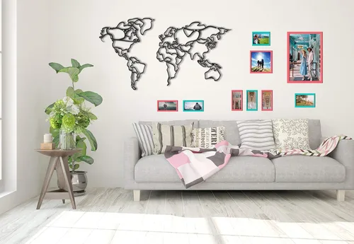 Vista 4 de Tubibu Decoración decorativa de pared de mapa del mundo de metal, decoración de oficina en casa, decoración de dormitorio y sala de estar