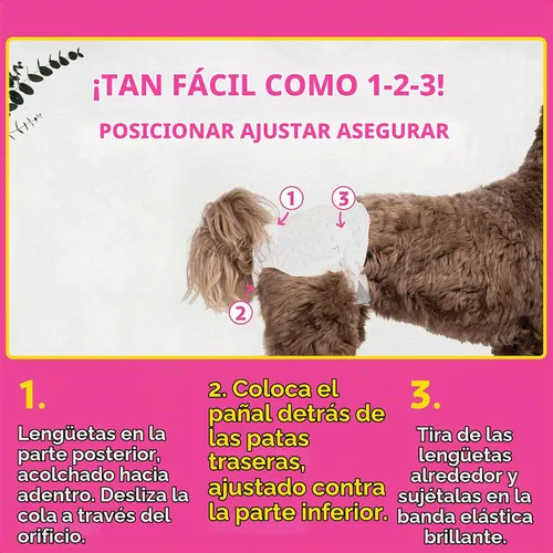 Vista 6 de . Pañales desechables para perras, para el cuidado de mascotas, absorbentes con ajuste a prueba de fugas, tecnología de bloqueo de humedad