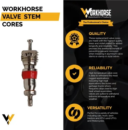 Vista 2 de Workhorse Automotive - Núcleos de válvula de alta temperatura de alta temperatura, paquete de 100 unidades y herramienta de extracción de núcleo