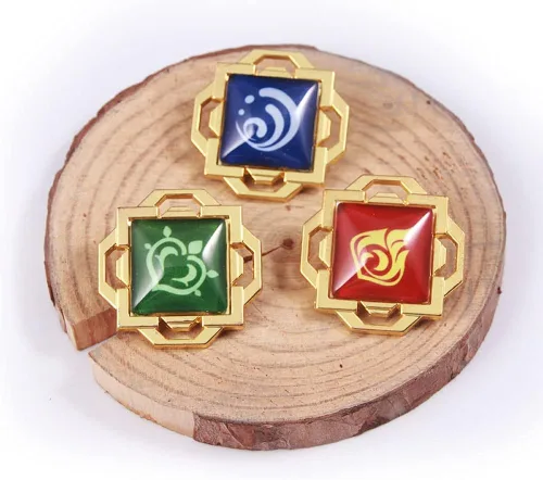 Vista 4 de Genshin Impact Vision Broche luminoso Ojo de Dios - Accesorios para proyectos de juego para mujer, Metal, Sin gemas.