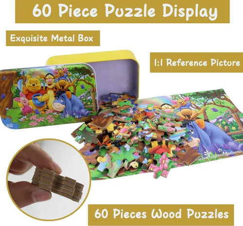 Vista 5 de Rompecabezas de 60 piezas para niños de 4 a 8 años, rompecabezas de fiesta de animales de oso, juego familiar, juguete de presión reducida, regalo