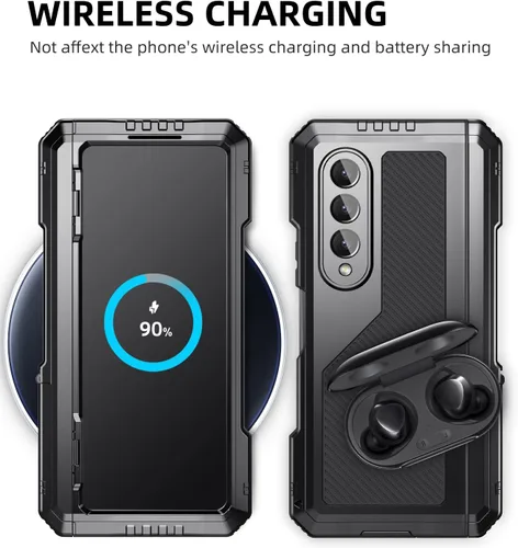 Vista 6 de Mitywah Armour - Funda para Saumsung Fold 4, protección de cuerpo completo para Galaxy Fold 4 con soporte para bolígrafo S, funda resistente a