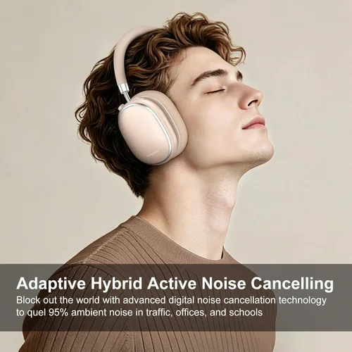 Vista 3 de Srhythm NiceComfort 95 Auriculares inalámbricos con cancelación de ruido adaptativos Bluetooth con audio espacial, transparencia, ENC, sonido HD
